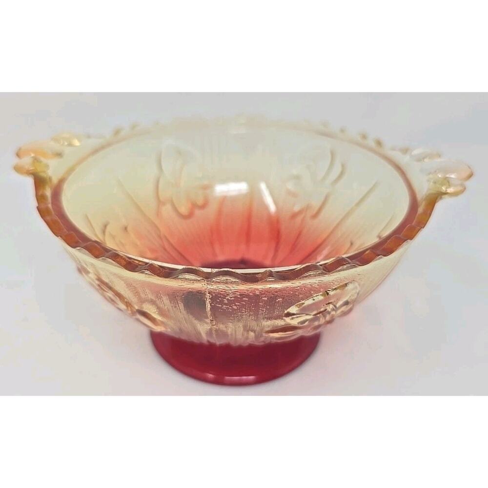 Jeannette Glass Co. Glass Footed Bowl Brown Color and Gold Color U247